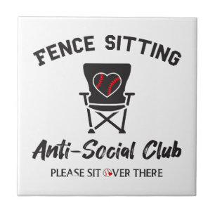 Funny Fence Sitting Anti Social Club Baseball Soft Ceramic Tile