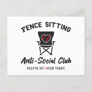 Funny Fence Sitting Anti Social Club Baseball Soft Holiday Postcard