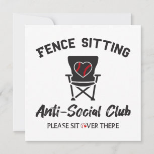 Funny Fence Sitting Anti Social Club Baseball Soft Invitation