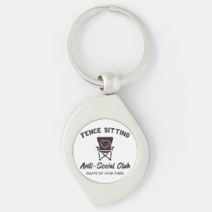 Funny Fence Sitting Anti Social Club Baseball Soft Key Ring