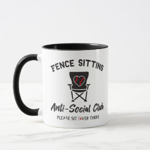 Funny Fence Sitting Anti Social Club Baseball Soft Mug