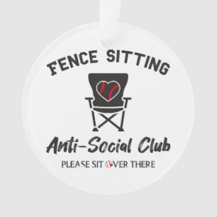Funny Fence Sitting Anti Social Club Baseball Soft Ornament