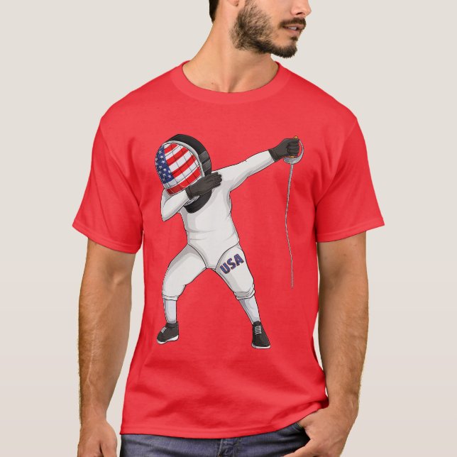 Funny Fencing Dabbing boy Girl Fencer Sports Men W T-Shirt (Front)