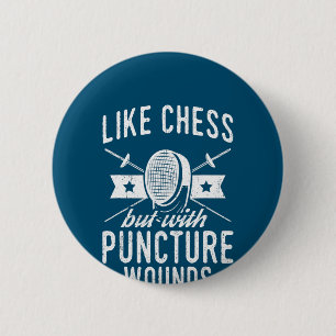 Funny Fencing Design Like Chess But With Puncture 6 Cm Round Badge
