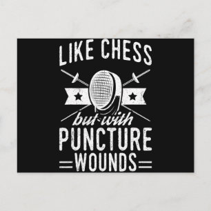 Funny Fencing Design Like Chess But With Puncture Holiday Postcard