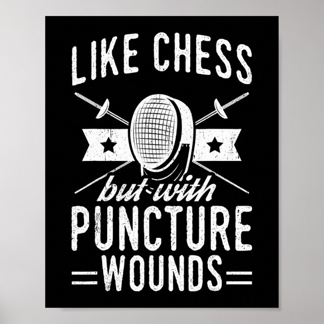 Funny Fencing Design Like Chess But With Puncture Poster (Front)