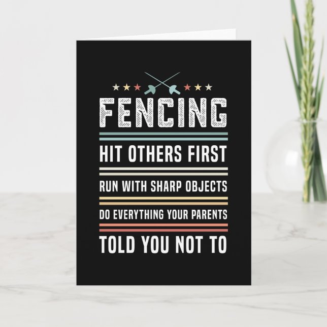 Funny Fencing Gift for Men and Women Sabre Sword Card (Front)