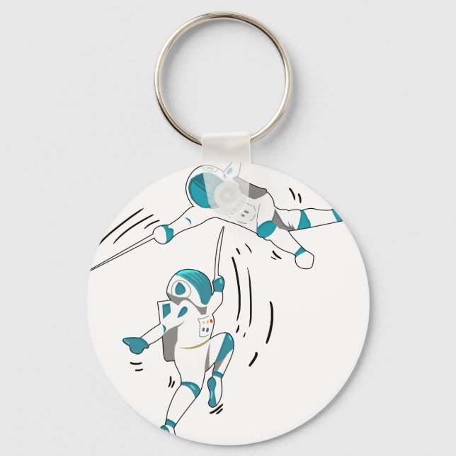 funny-fencing-in-space-gift-for-a-fencer-t-shirt_B Key Ring (Front)