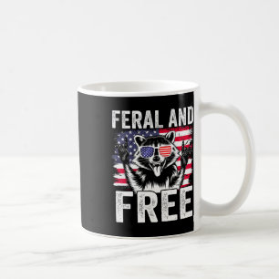 Funny Feral And Free Racoon Boy Men Usa Flag 4th O Coffee Mug