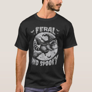 Funny Feral and Spooky Cute Racoon Halloween For T-Shirt