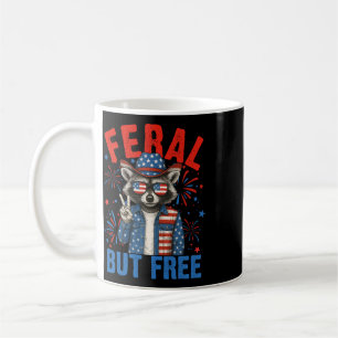 Funny Feral But Free Usa Racoon 4th Of July Men W Coffee Mug