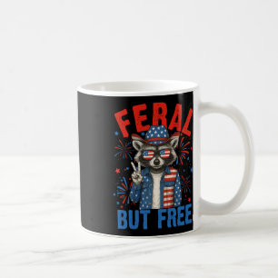 Funny Feral But Free Usa Racoon 4th Of July Men W Coffee Mug
