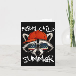 Funny Feral Child Summer Racoon Feral Retro Feral Card