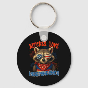 Funny Feral Independence Day Racoon Usa Patriotic Key Ring