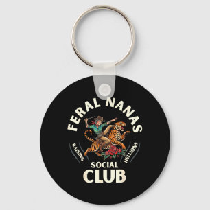 Funny Feral Nanas Grandma Social Club Key Ring