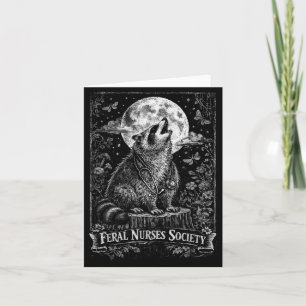 Funny Feral Nurses Society Racoon Stethoscope Card