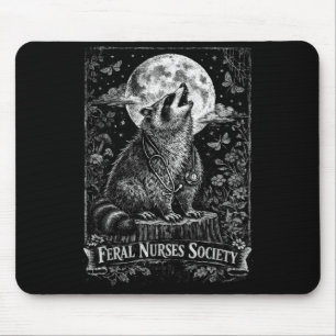 Funny Feral Nurses Society Racoon Stethoscope Mouse Pad