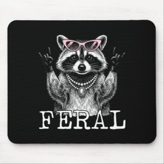 Funny feral raccoon feral girl summer raccoon mouse pad