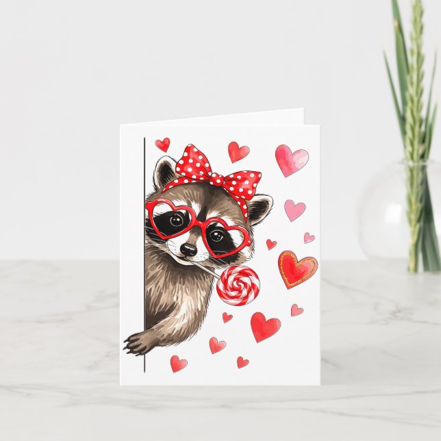 Funny Feral Raccoon Valentine's Day Sarcastic Humo Card (Front)