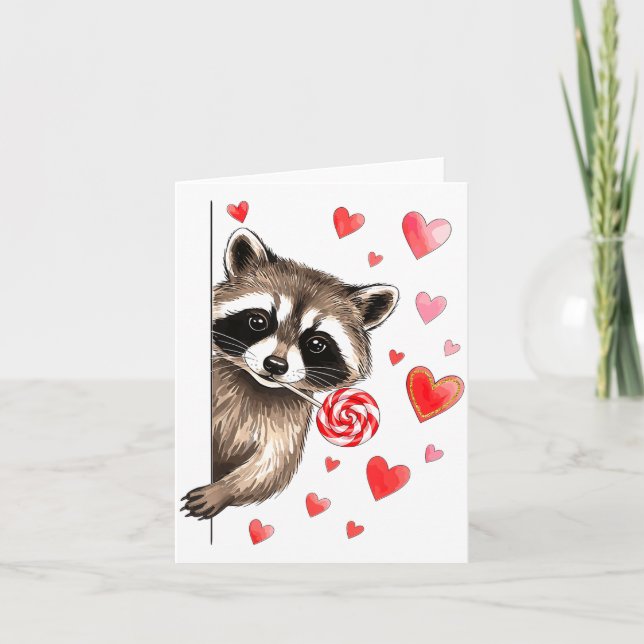 Funny Feral Raccoon Valentine's Day Sarcastic Humo Card (Front)