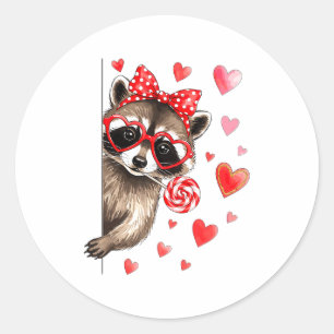 Funny Feral Raccoon Valentine's Day Sarcastic Humo Classic Round Sticker