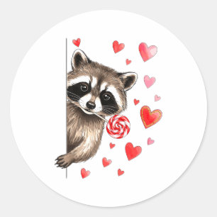 Funny Feral Raccoon Valentine's Day Sarcastic Humo Classic Round Sticker