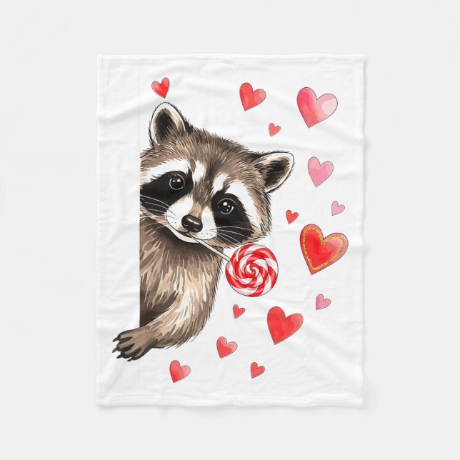 Funny Feral Raccoon Valentine's Day Sarcastic Humo Fleece Blanket (Front)