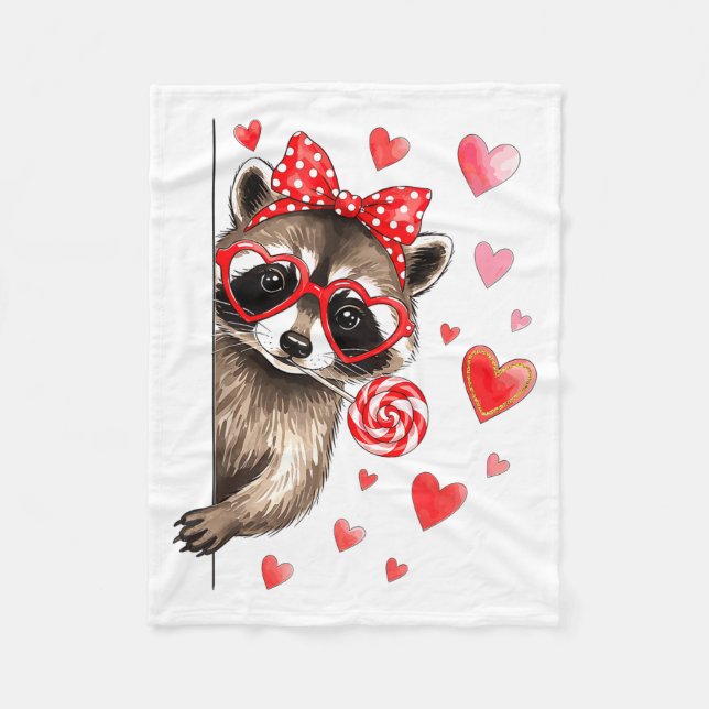 Funny Feral Raccoon Valentine's Day Sarcastic Humo Fleece Blanket (Front)