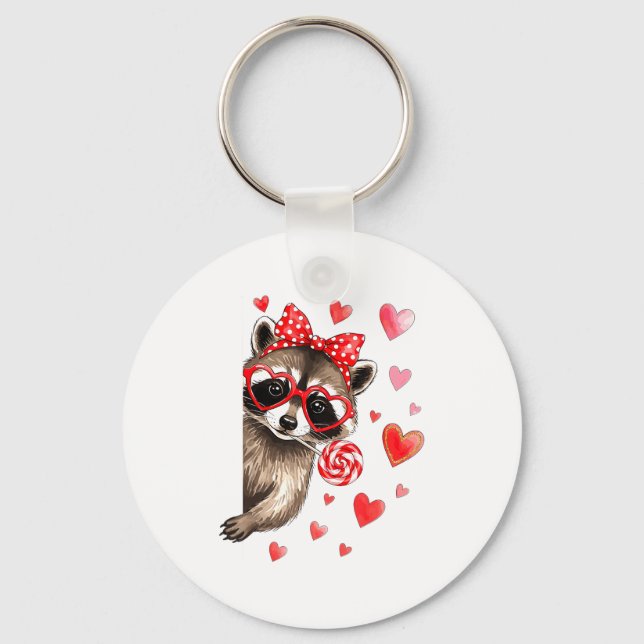 Funny Feral Raccoon Valentine's Day Sarcastic Humo Key Ring (Front)