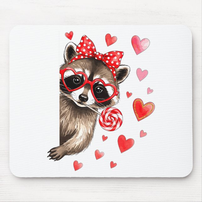 Funny Feral Raccoon Valentine's Day Sarcastic Humo Mouse Pad (Front)