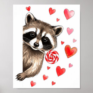 Funny Feral Raccoon Valentine's Day Sarcastic Humo Poster