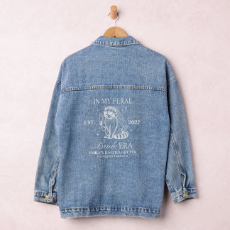 Funny Feral Racoon Bride Bachelorette Denim Jacket