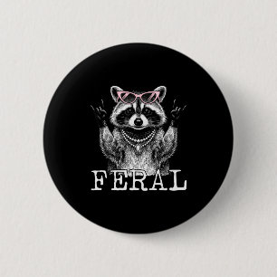 Funny feral racoon feral girl summer racoon 6 cm round badge