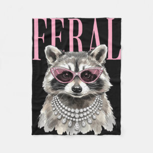Funny feral racoon feral girl summer racoon fleece blanket