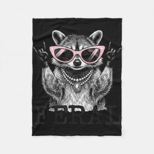 Funny feral racoon feral girl summer racoon fleece blanket