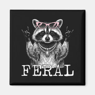 Funny feral racoon feral girl summer racoon magnet