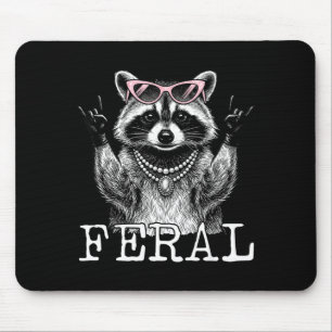 Funny feral racoon feral girl summer racoon mouse pad