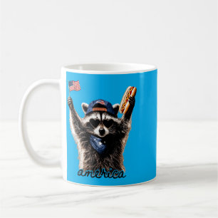 Funny Feral Racoon Hotdog Aamerica Cute 4th Of Coffee Mug