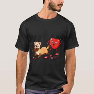Funny ferret heart chocolate valentine womens mens T-Shirt