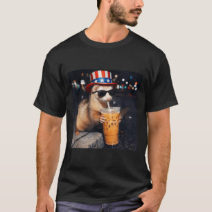 Funny Ferret Iced Coffee Meme Retro Urban Gen Z T-Shirt