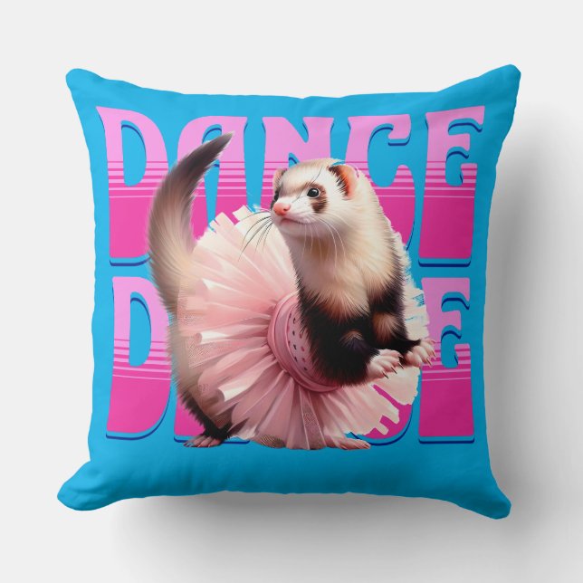 Funny Ferret in a Tutu  Dancing Cushion (Front)