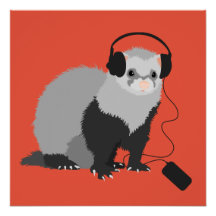 Funny Ferret Music Lover