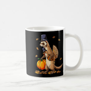 Funny Ferret Turkey Pumpkin Thanksgiving Gift Men  Coffee Mug