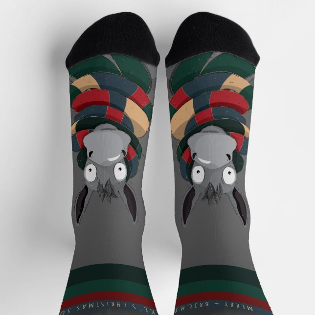 Funny Festive Chic Stylish Fun Winter Donkey Grey  Socks (Top)