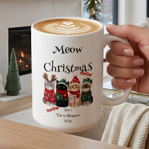 Funny Festive Christmas Meow Cats Coffee Mug