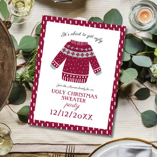 Funny Festive Christmas Sweater Drinks Party Invitation Postcard