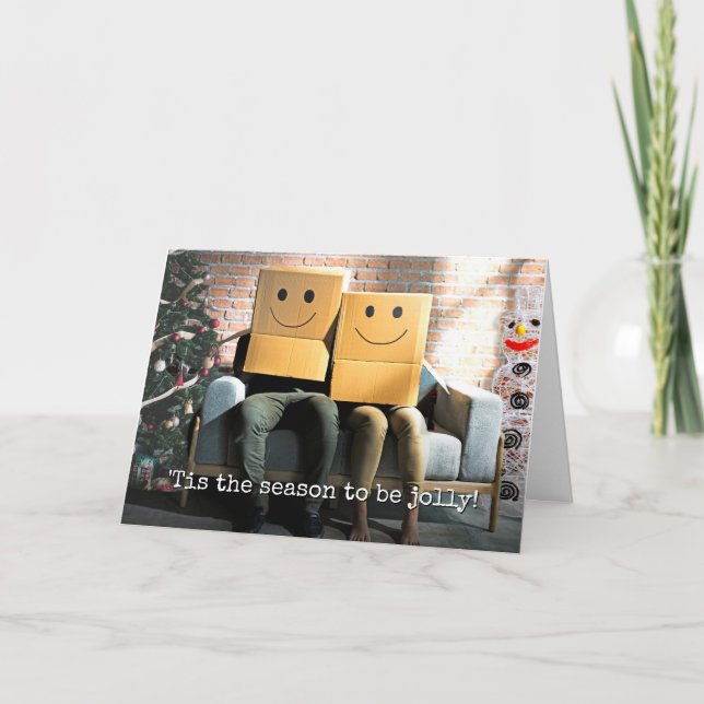 Funny Festive Couple at Christmas Card (Front)