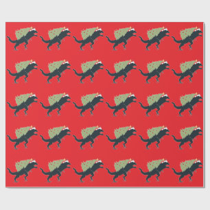 Funny Festive Dino Christmas Wrapping Paper