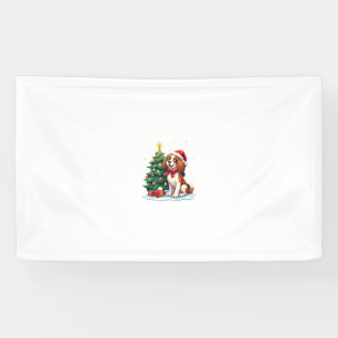 Funny Festive Dog Costume with decorated Christmas Banner