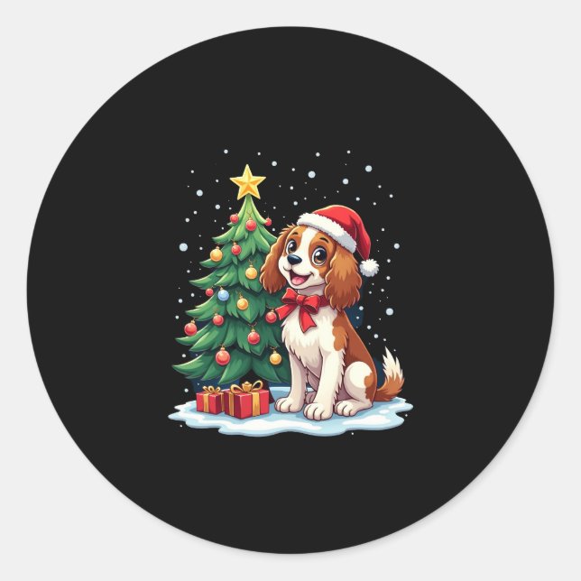 Funny Festive Dog Costume with decorated Christmas Classic Round Sticker (Front)